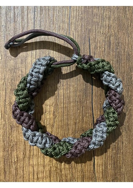 Kahverengi Gri Haki Özel Örgü Paracord Bileklik fiyatları