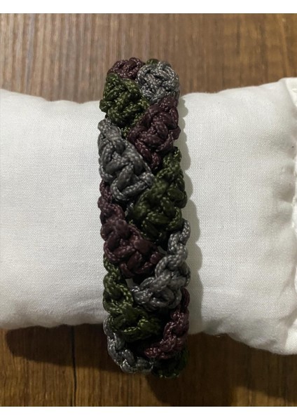 Kahverengi Gri Haki Özel Örgü Paracord Bileklik modelleri