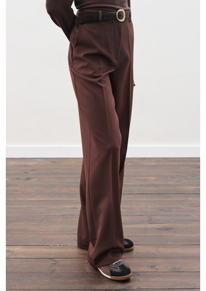 Uzun Paça Straıght Pantolon Acı Kahve