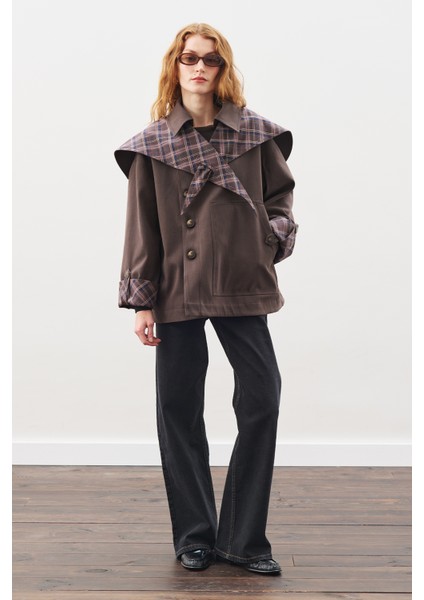 Greta Şal Detaylı Parka Ceket Kahverengi indirimleri