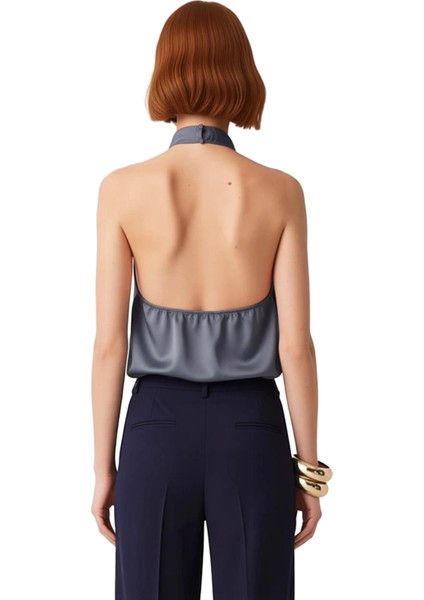 Kadınlar Için Dokuma Kumaşlı Halter Yaka Kolsuz Bluz Kaliteli Şık Rahat Modern Zarif Günlük modelleri