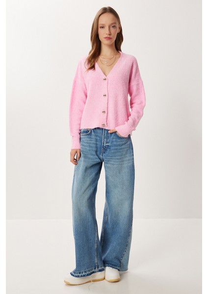 Yumuşak Dokulu Düğmeli Triko Hırka LCI0048 Pembe fiyatları