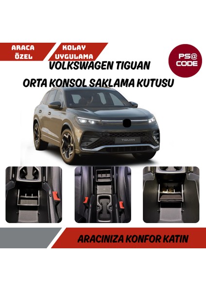 Volkswagen Tiguan 2024 ve Üzeri Orta Konsol Saklama Kutusu-Kolçak
