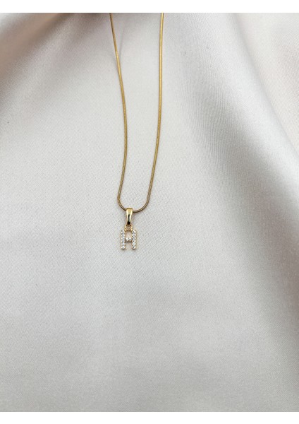 Fıora Çelik Zirkon Taşlı Harf Kolye Sade Şık Gold Ayarlanabilir Zincir Tüm Alfabe fiyatları