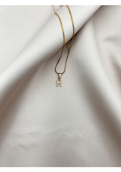 Fıora Çelik Zirkon Taşlı Harf Kolye Sade Şık Gold Ayarlanabilir Zincir Tüm Alfabe modelleri