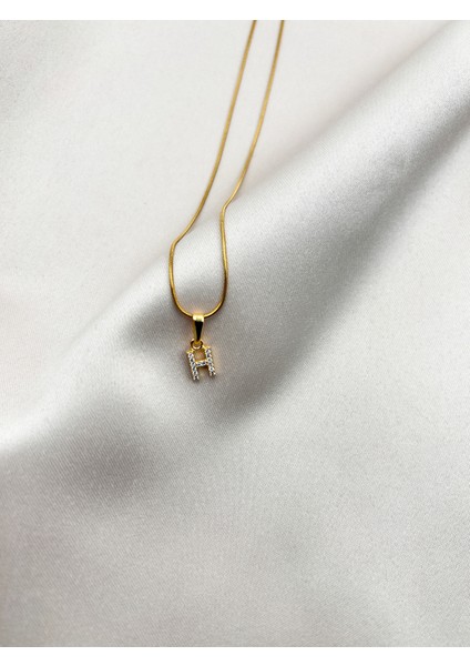 Fıora Çelik Zirkon Taşlı Harf Kolye Sade Şık Gold Ayarlanabilir Zincir Tüm Alfabe fırsatları
