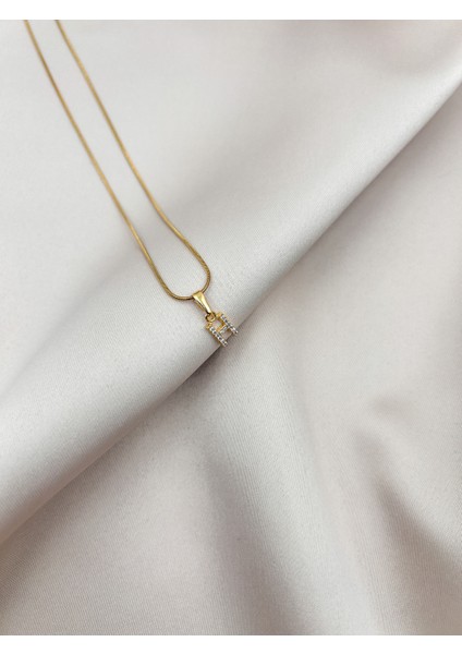 Fıora Çelik Zirkon Taşlı Harf Kolye Sade Şık Gold Ayarlanabilir Zincir Tüm Alfabe indirimleri