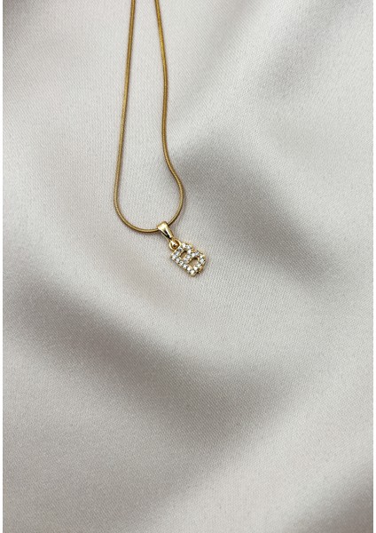 Fıora Çelik Zirkon Taşlı Harf Kolye Sade Şık Gold Ayarlanabilir Zincir Tüm Alfabe fırsatları