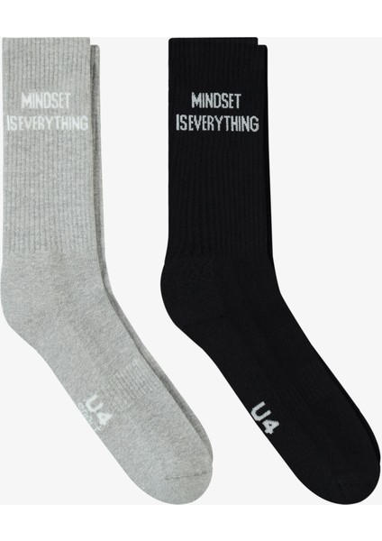 Unıted4 Core Erkek Gri/siyah 2'li Çorap