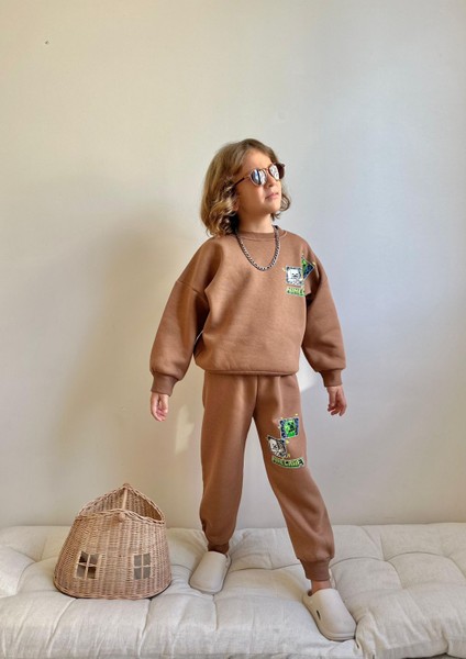 Barbosa Sweatshırt Eşortman Parmuklu Minecraft Baskılı 2'li Pamuklu Şardonlu Erkek Takım fiyatları