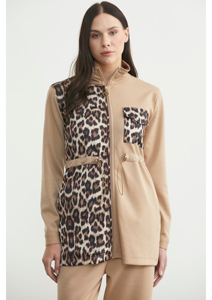 Leopar Kombinli Scuba Tunik Eşofman Takım - Bej fiyatları