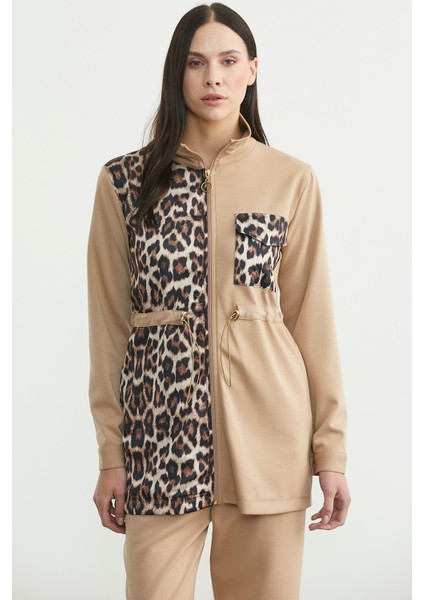 Leopar Kombinli Scuba Tunik Eşofman Takım - Bej modelleri