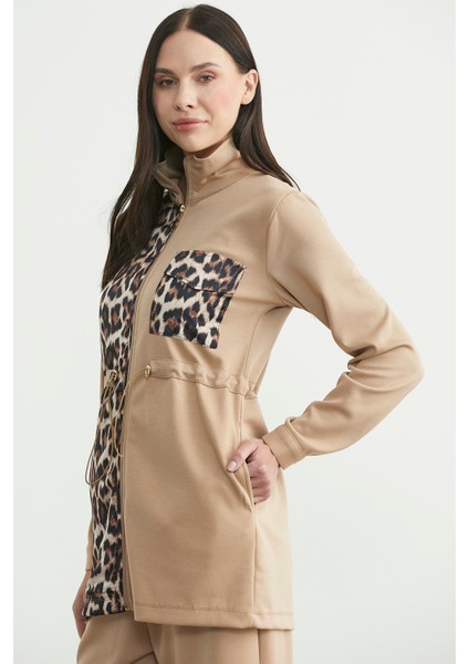 Leopar Kombinli Scuba Tunik Eşofman Takım - Bej indirimleri