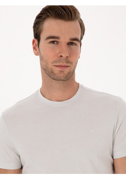 Erkek Taş Slim Fit %100 Pamuk Bisiklet Yaka Basic T-Shirt 50324401-VR049 fiyatları