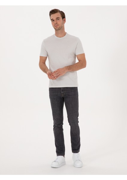 Erkek Taş Slim Fit %100 Pamuk Bisiklet Yaka Basic T-Shirt 50324401-VR049 fırsatları