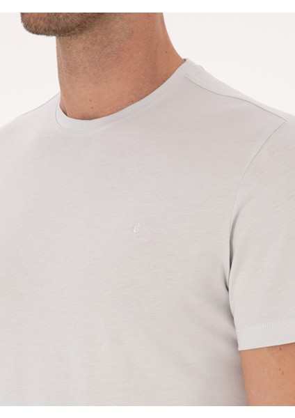 Erkek Taş Slim Fit %100 Pamuk Bisiklet Yaka Basic T-Shirt 50324401-VR049