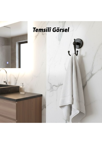 Ikili Askılık Vidalı Paslanmaz Metal Duvar Askısı Banyo ve Mutfak Için Mat Siyah indirimleri