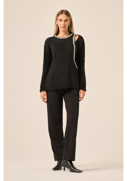 Kadın Inci Detay Kazak Siyah 25061 indirimleri