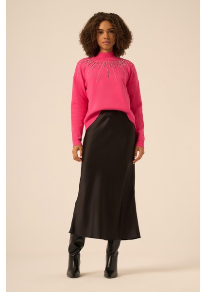 Kadın Işleme Detay Kazak Fuşya 25194 indirimleri