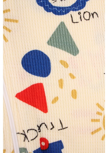 Fermuarlı Bebek Tulumu Waffle Kumaş Aslan Baskılı Tulum fiyatları