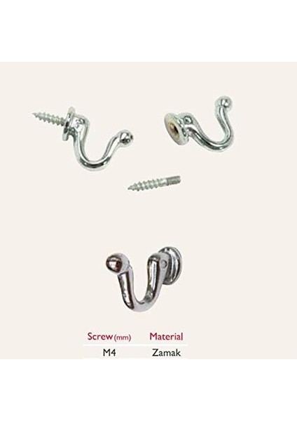 Kanca Askı Parlak Krom (4 Adet) Parlak Krom fiyatları