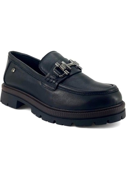 3195 Hakiki Deri Günlük Kadın Ayakkabı-Siyah