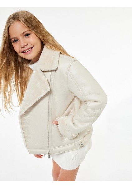 Kruvaze Yaka Uzun Kollu Suni Deri Ceket