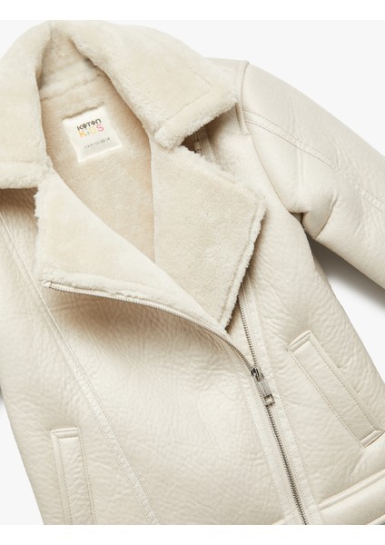 Kruvaze Yaka Uzun Kollu Suni Deri Ceket