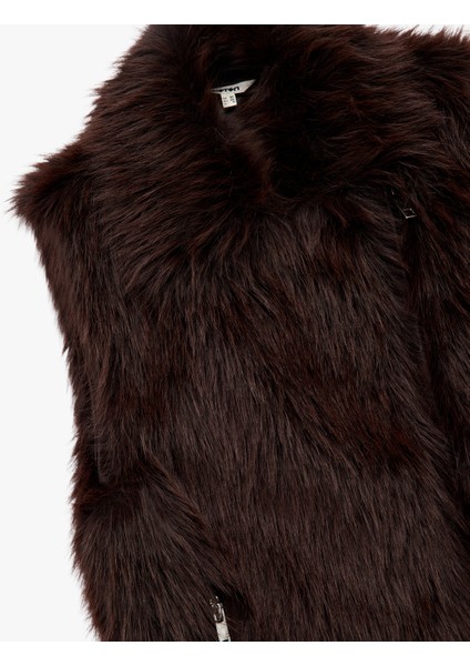 Kolsuz Fermuarlı Cepli Crop Suni Kürk Yelek indirimleri