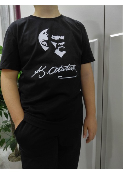 Yüksek Kalite Atatürk Baskılı Pamuklu Unisex Çocuk Tişörtü fiyatları