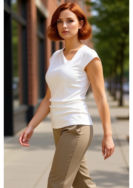 Asimetrik Yaka %100 Pamuk Örme Bluz Modern Kadın Şık ve Rahat Bir Seçenek Kaliteli