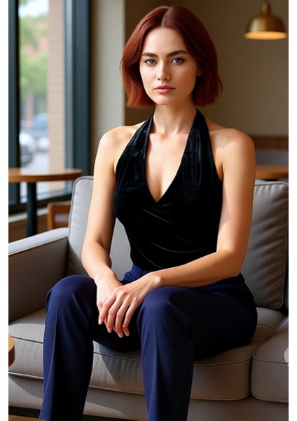 Kadın Kadife Yaka Detaylı Kolsuz Üst Gündüzden Geceye Şıklığınızı Taşıyın Kaliteli Şık Rahat fırsatları