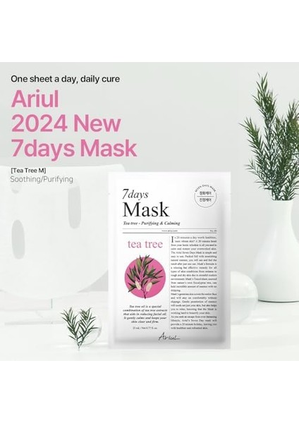 Ariul 7 Days Mask Tea Tree M - Çay Ağacı Özlü Karşıtı Arındırıcı Vegan Kağıt Maske