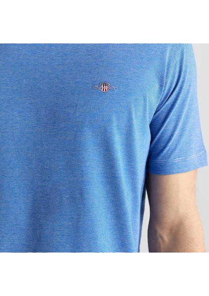 Erkek Mavi Regular Fit Bisiklet Yaka Çizgili T-Shirt indirimleri