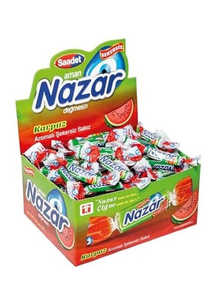 Nazar Şekersiz Sakız 100&APOS;LÜ Kutu Karpuz
