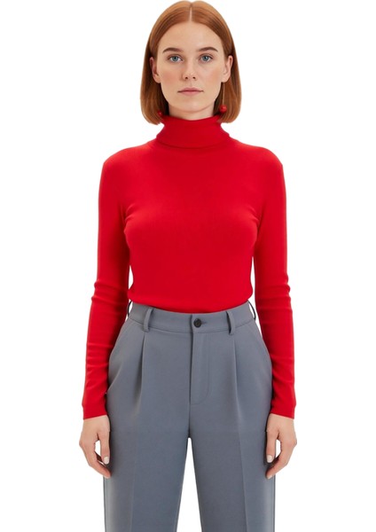 Kadın Şık Crop Balıkçı Yaka Slim Kalıp Örme Fitted Vücuda Oturan Parmak Detaylı Fitilli Esnek Bluz fiyatları