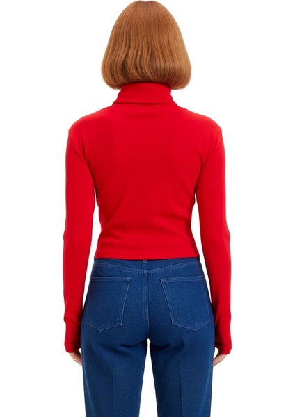 Kadın Şık Crop Balıkçı Yaka Slim Kalıp Örme Fitted Vücuda Oturan Parmak Detaylı Fitilli Esnek Bluz modelleri