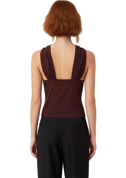 Basic Kolsuz Örme Bluz V Yaka Fitted Kalıp Günlük Kullanım Profesyonel Görünüm fiyatları