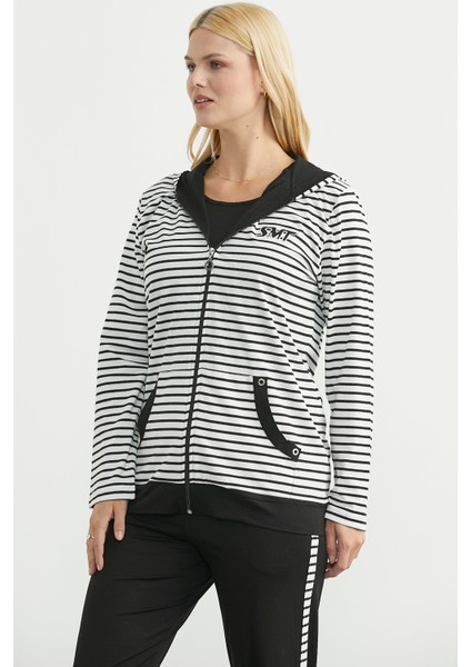 Kapüşonlu Çizgili Eşofman Takım - Siyah fırsatları