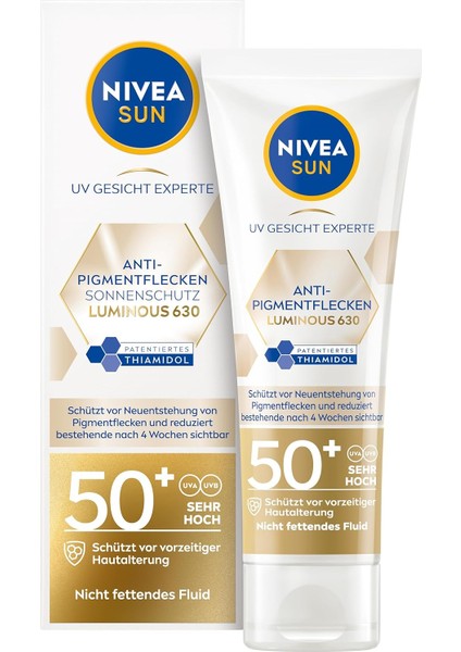 Nıvea Sun LUMINOUS630 Leke Karşıtı Güneş Koruyucu Yüz Kremi 40 Ml, SPF50, Hyalüronik Asit, E Vitamini, Uva/uvb modelleri