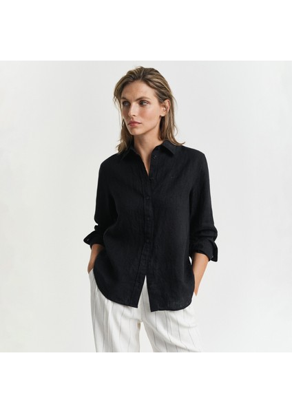 Kadın Siyah Regular Fit Klasik Yaka Gömlek fiyatları