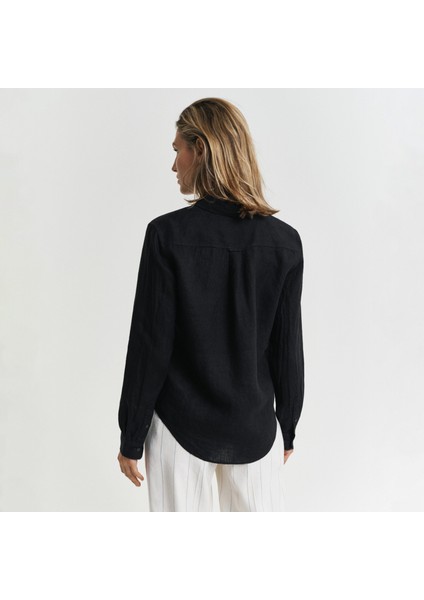 Kadın Siyah Regular Fit Klasik Yaka Gömlek modelleri