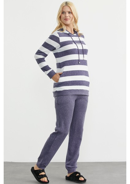 Yumoş Fitilli Kombinli Pijama Takım - Mavi indirimleri