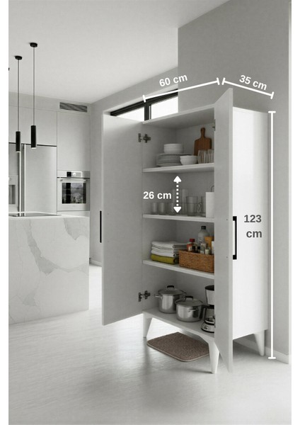 Aruat 4 Raf'lı Banyo & Mutfak Çok Amaçlı Kullanım Sunan Kapaklı Dolap