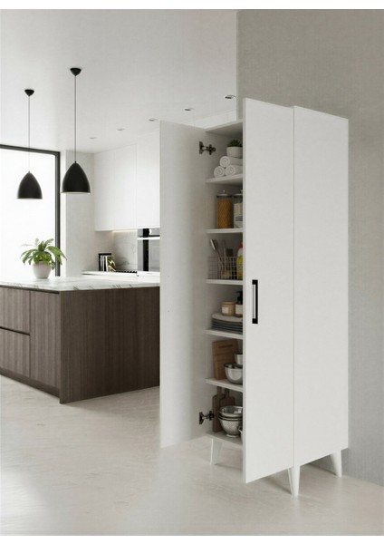 Aruat 6 Raf'lı Mutfak & Banyo Çok Amaçlı Kulanılabilen Kapaklı Dolap