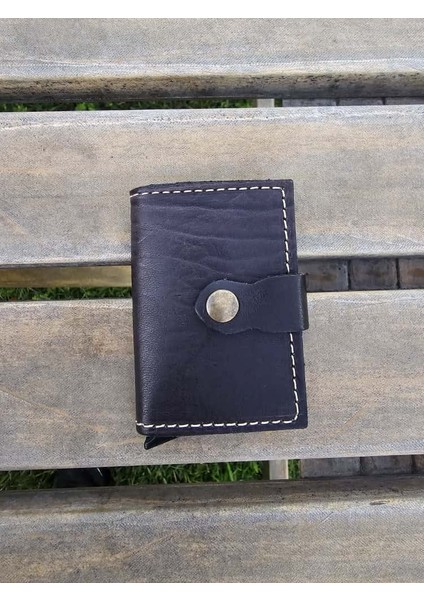 Mekanizmalı Hakiki Deri Akıllı Cüzdan Kartlık