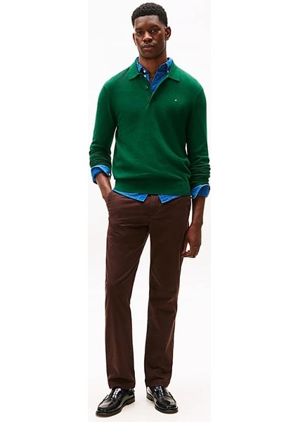 Erkek Denton Düz Paça Chino Pantolon - Kahverengi fiyatları