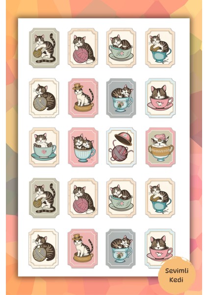 Sevimli Kedi Sticker - Planner /ajanda /bullet Journal/matara/telefon Için Uygun
