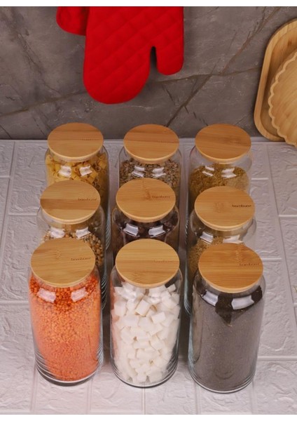 Zone - 9'lu Cam Saklama Kabı 1300ML Vakumlu Bambu Kapaklı fiyatları