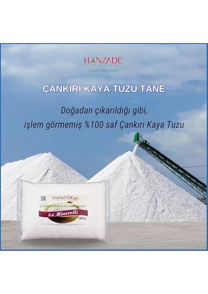Hanzade Bitkisel Çankırı Kaya Tuzu + Himalaya Tuzu + Deniz Tuzu (Tane Öğütülmemiş, 1 kg x 3’lü Set) Doğal Tuz Seti